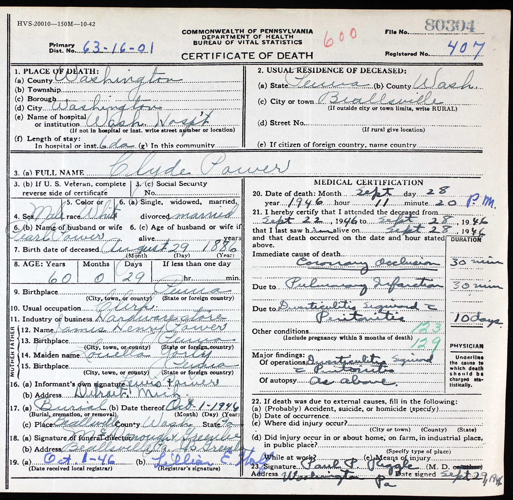 death certificate